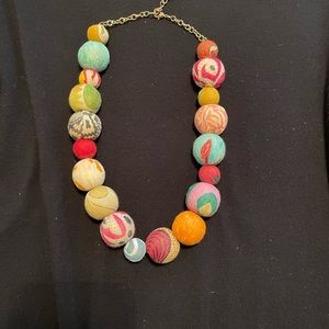 Large silk cloth bead necklace